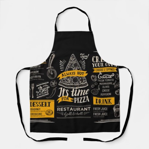 Pizza Parlor Menu Apron