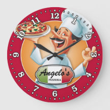 Pizza Parlor Pizzeria Italian Personalizable Clock
