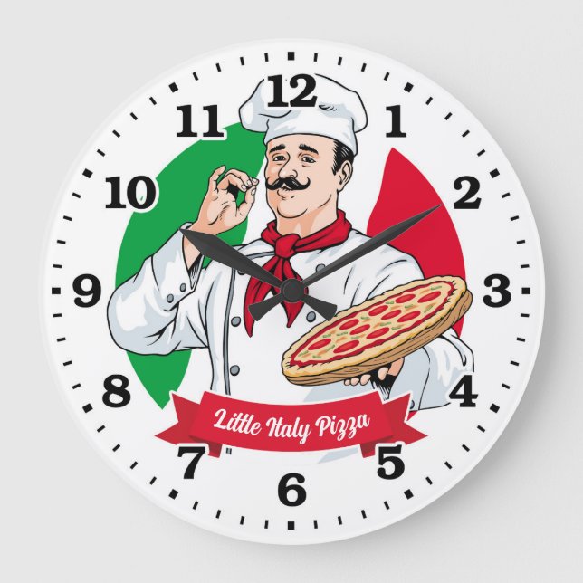 Pizza Parlor Pizzeria Italian Personalizable Clock (Front)