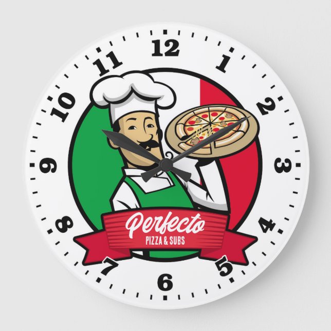 Pizza Parlor Pizzeria Italian Personalizable Clock (Front)