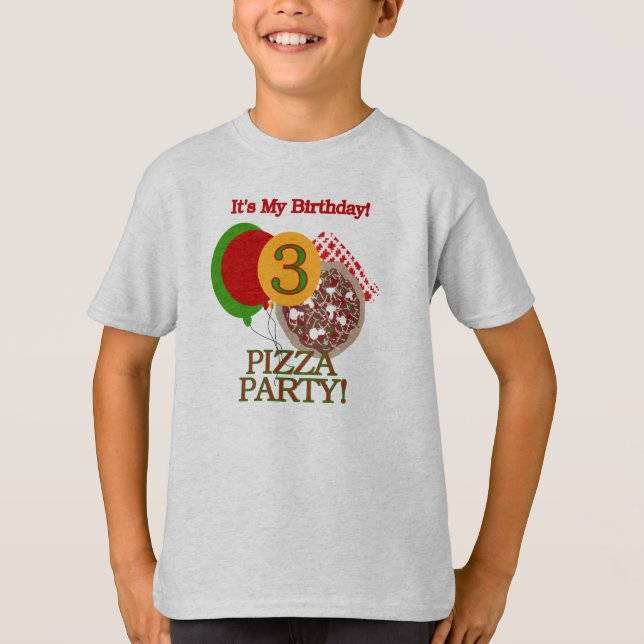 Pizza Party 3rd Birthday T-Shirt (Front)