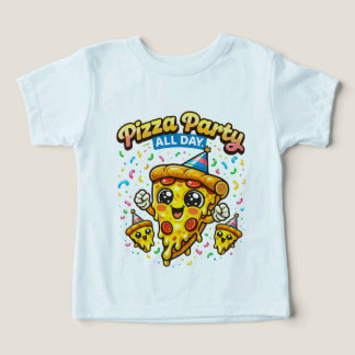Pizza Party All Day – Cute Retro Cartoon Pizza T-S Toddler T-shirt