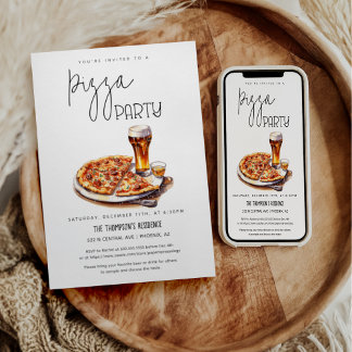 Pizza Party Any Occasion Party Pizza Night Party Invitation