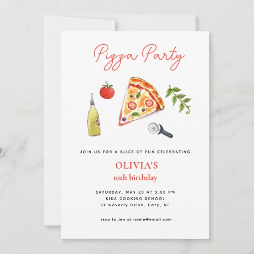 PIZZA PARTY any year Birthday invitation