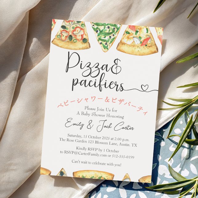 Pizza Party Baby Shower Whimsical Slice Casual Invitation (Creator Uploaded)