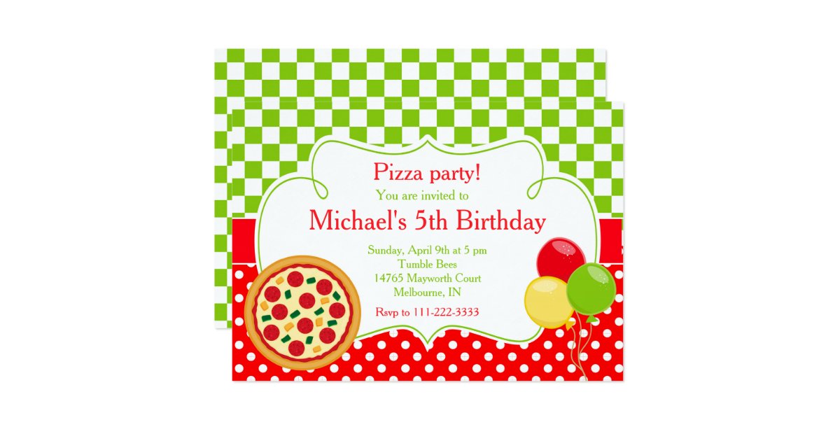 Pizza Party Birthday Card | Zazzle