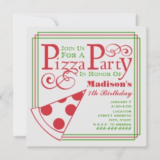 Pizza Party Birthday Invitation
