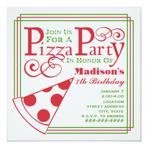 Pizza Party Birthday Invitations 7