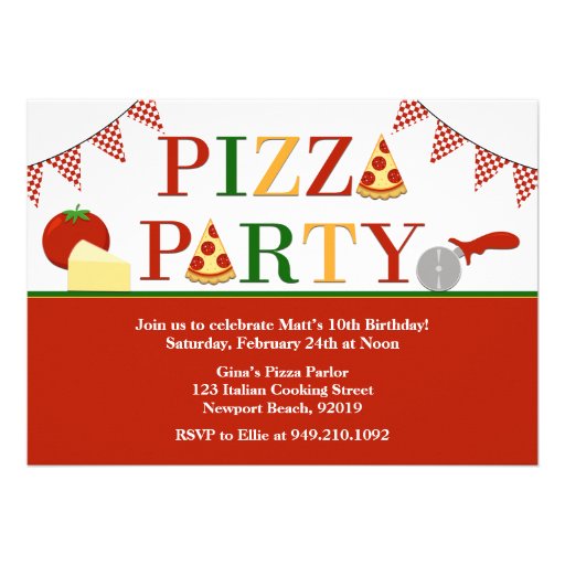 Pizza Party Birthday Invitation 5