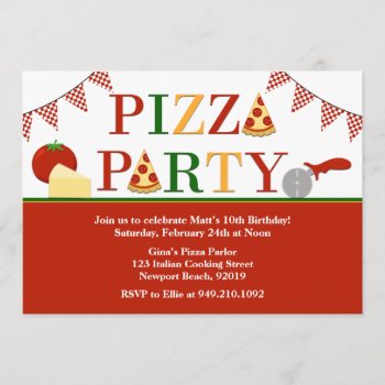 Pizza Party Birthday Invitation by eventfulcards at Zazzle