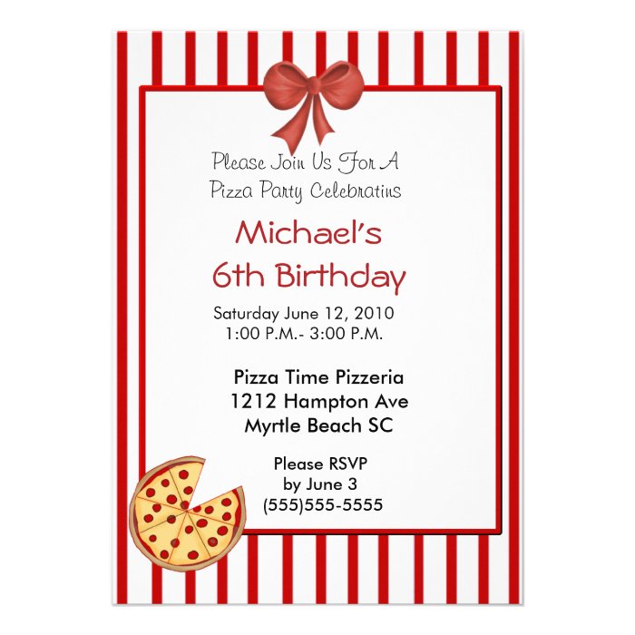 Pizza Party Birthday Invitation