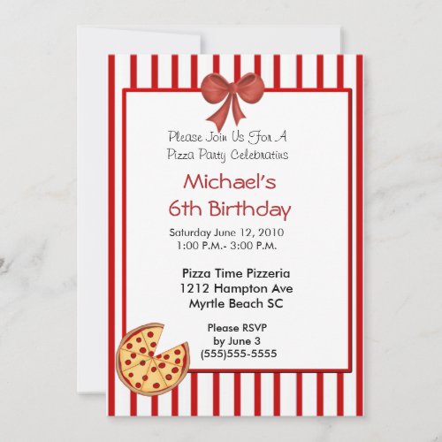 Pizza Party Birthday Invitation