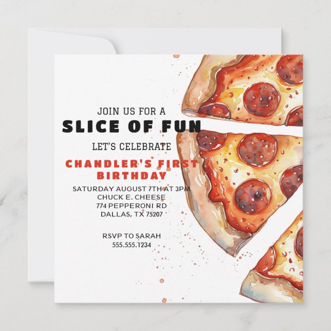 Pizza Party Birthday Invitation (Front)