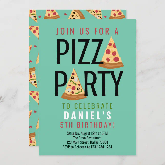 Pizza Party Birthday Invitation | Zazzle