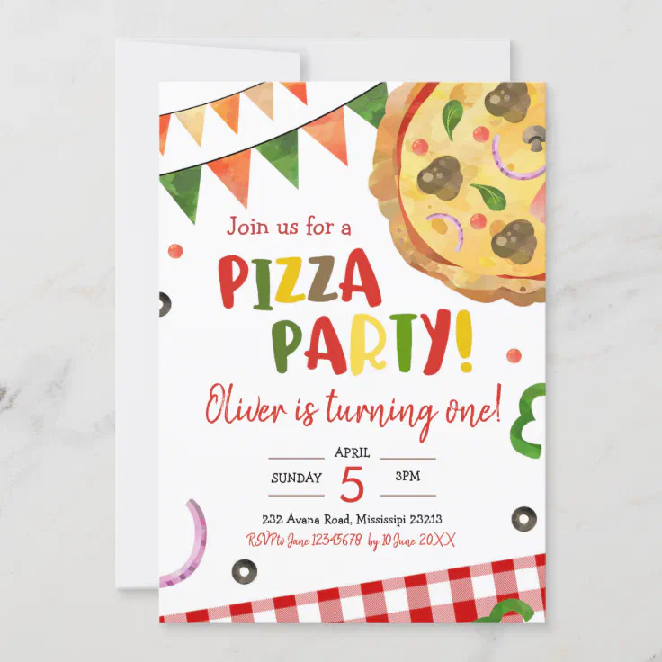 Pizza Party Birthday Invitation | Zazzle