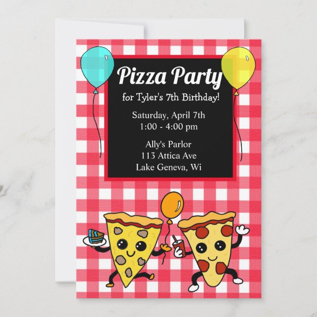 Pizza Party Birthday  Invitation (Front)
