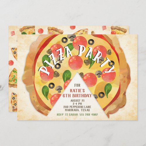 Pizza Party Birthday Invitation