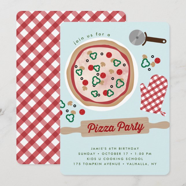 Pizza Party Birthday Invitation (Front/Back)