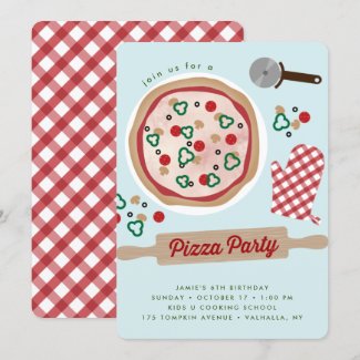 Pizza Party Birthday Invitation