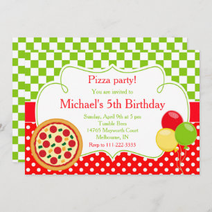 Pizza Party Birthday Invitation