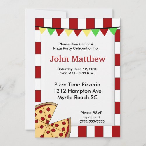 Pizza Party Birthday Invitation