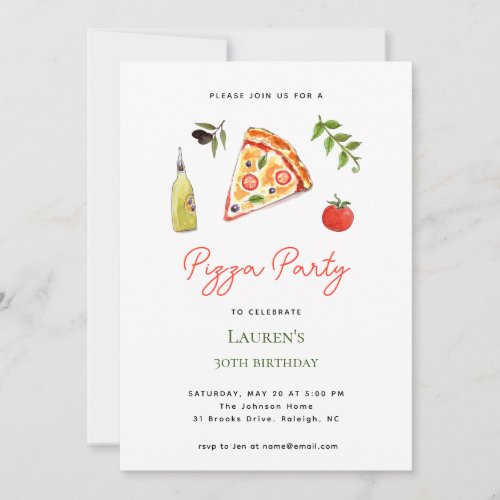 PIZZA PARTY Birthday invitation