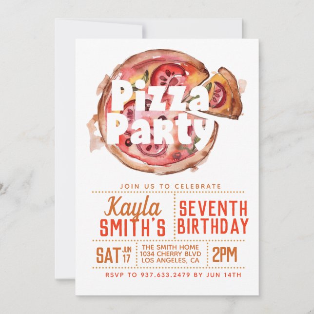 Pizza Party Birthday Invitation (Front)