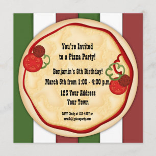 Pizza Party Birthday Invitation