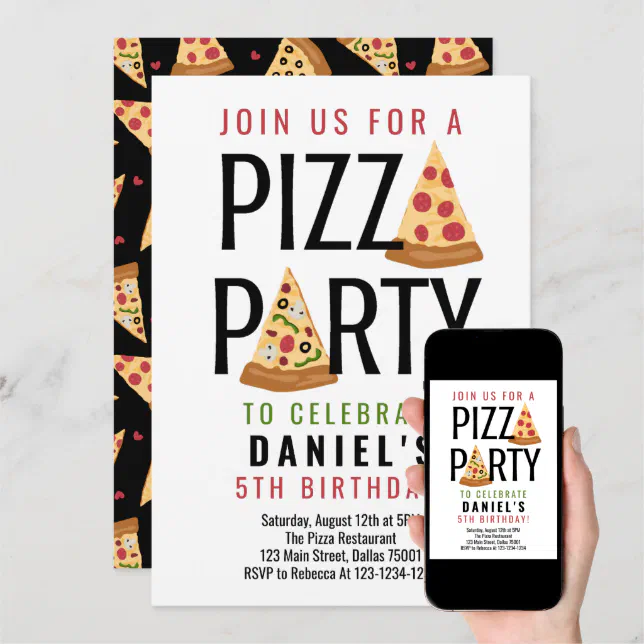 Pizza Party Birthday Invitation | Zazzle