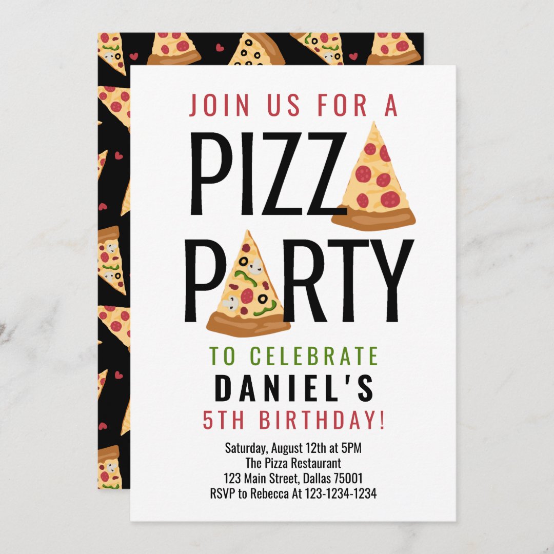 Pizza Party Birthday Invitation | Zazzle