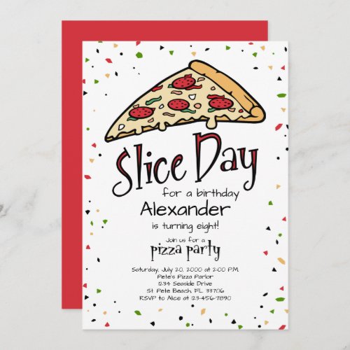 Pizza Party Birthday Invitation