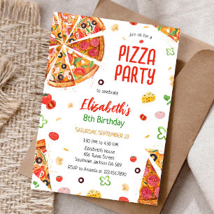 Pizza Party Birthday Invitation