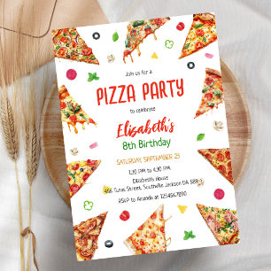Pizza Party Birthday Invitation
