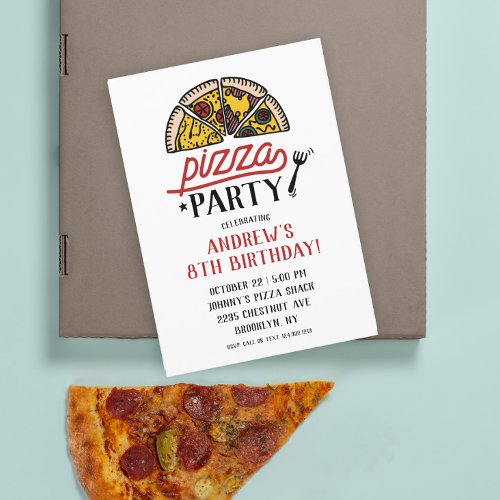 Pizza Party Birthday Invitation