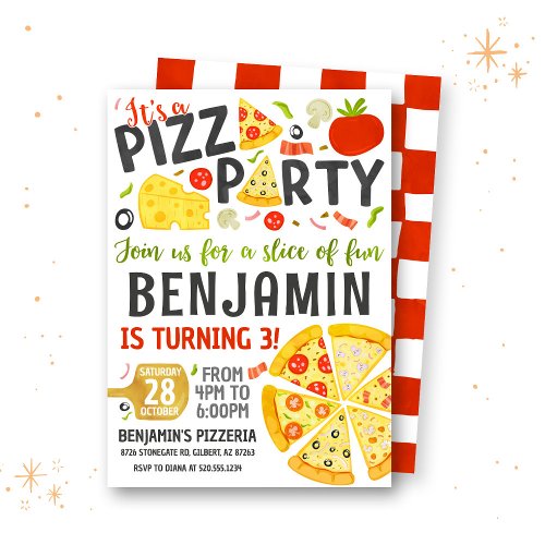 Pizza Party Birthday Invitation