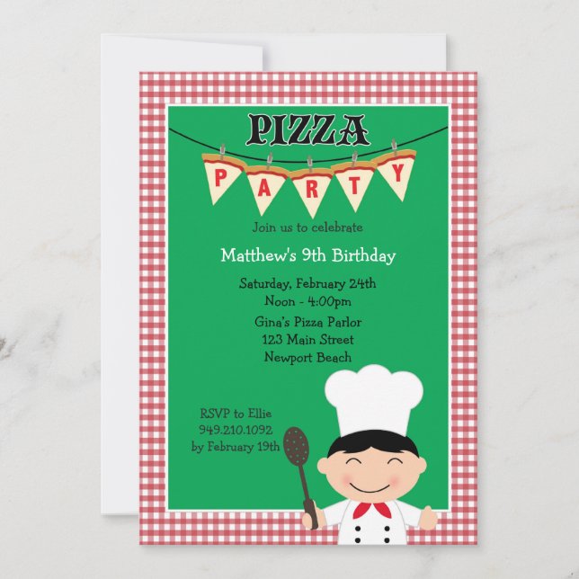 Pizza Party Birthday Invitation (Front)