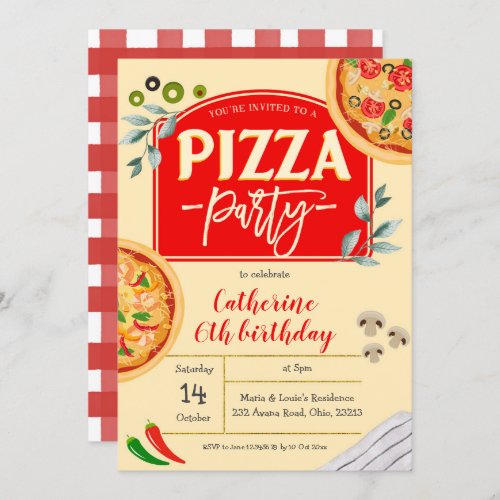 Pizza Party Birthday Invitation