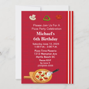 Pizza Party Birthday Invitation