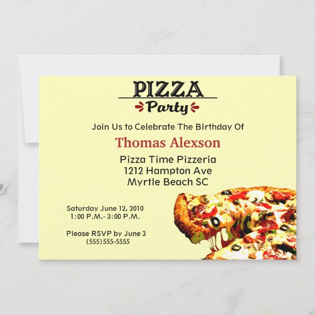 Pizza Party Birthday Invitation (Front)