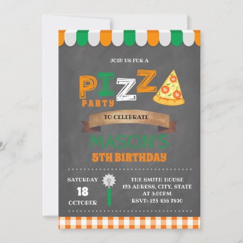 Pizza party birthday invitation