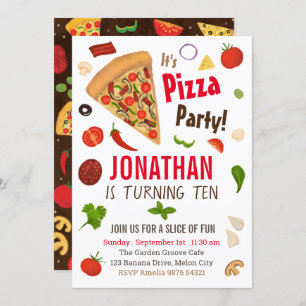 Pizza Party Birthday Invitation