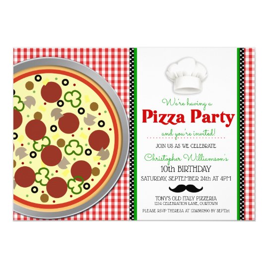 Pizza Party Birthday Invitation Zazzle Com