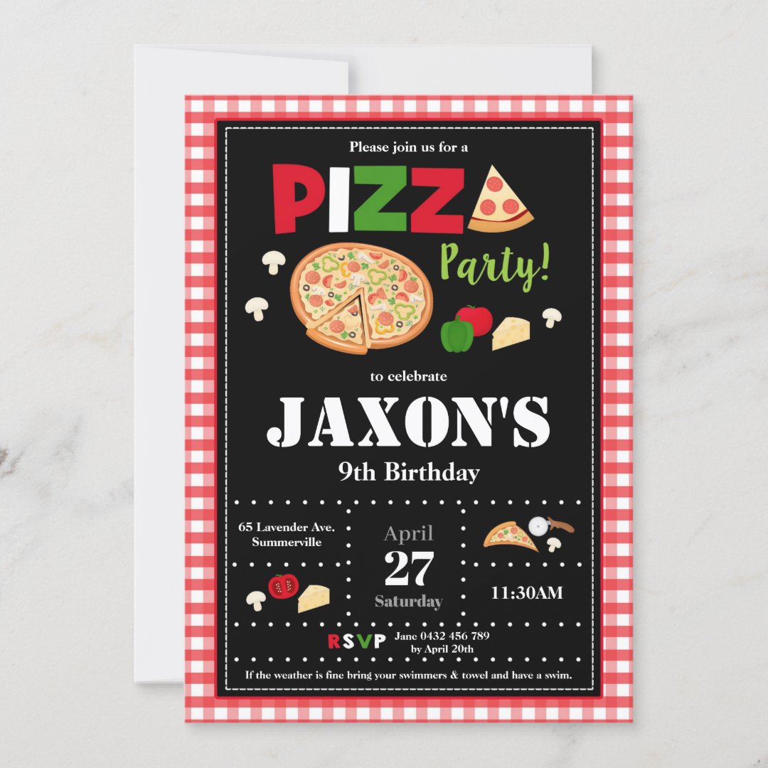 Pizza Party Birthday Invitation Boys | Zazzle