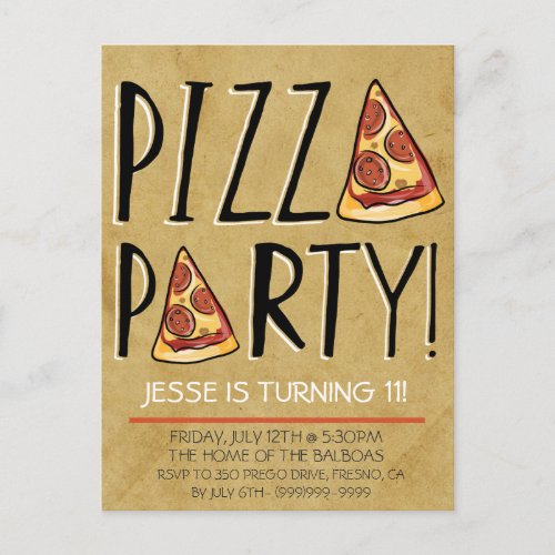 PIZZA PARTY BIRTHDAY INVITATION FOR KIDS