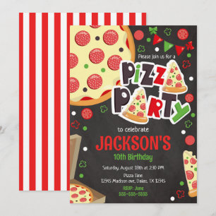 Pizza Party Birthday Invitation Kids Pizza Party