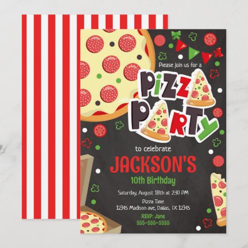 Pizza Party Birthday Invitation Kids Pizza Party