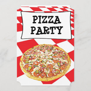 Pizza Party Birthday Invitations