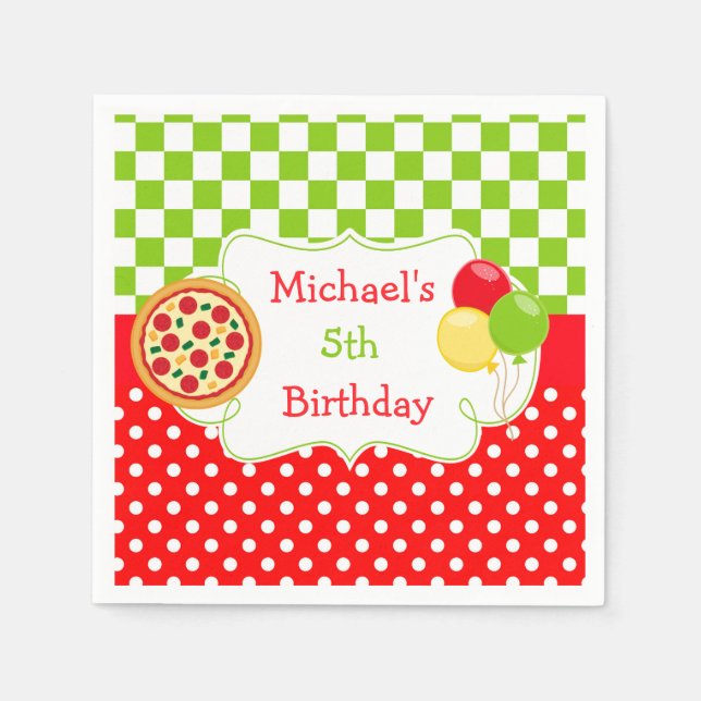 Pizza Party Birthday Napkins (Front)