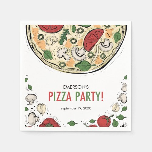 Pizza Party Birthday Paper Napkin