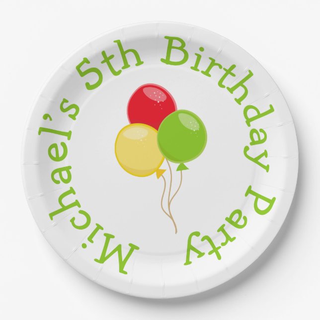 Pizza Party Birthday Paper Plates (Front)